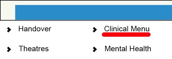 Screenshot of Clinical Menu